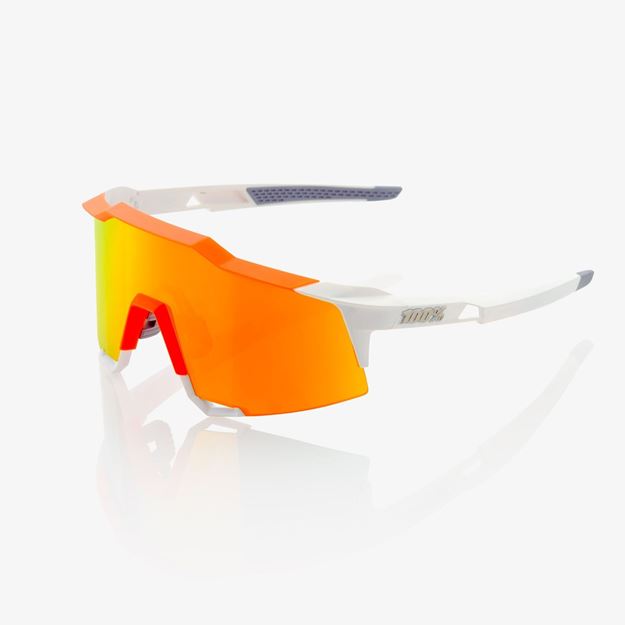 Immagine di Occhiali 100% SpeedCraft Tall White/Neon Orange- HD Red Multilayer Mirror