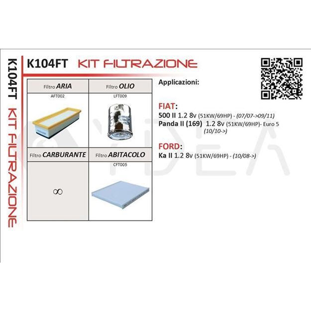 Immagine di KIT FILTRAZIONE YDEA PER 500 II, PANDA II, KA II  K104FT