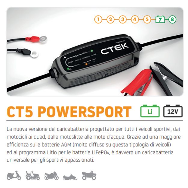 CTEK CT5 POWERSPORT CARICABATTERIE LITIO E PIOMBO