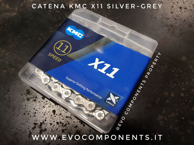 Immagine di KMC X11 Silver Grey 118 maglie catena 11 velocità