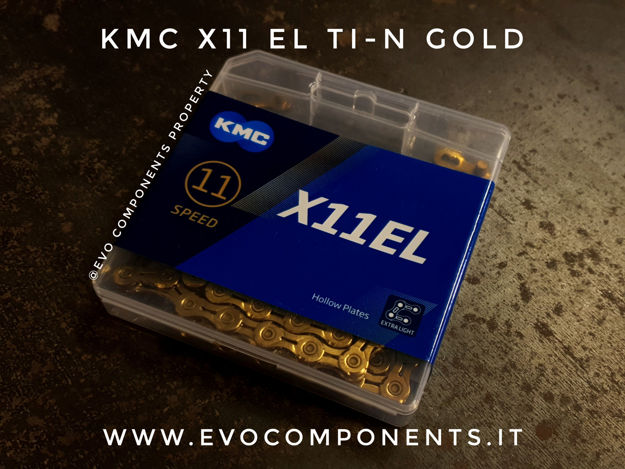 Immagine di KMC X11 EL Ti-N Gold 118 maglie catena 11 velocità