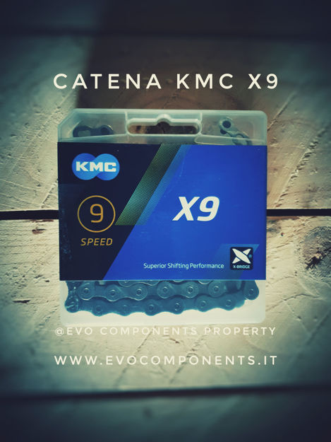 Immagine di KMC X9 Grey 114 maglie catena 9 velocità