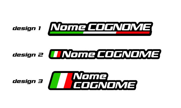 Evocomponents. Adesivi personalizzati NOME, COGNOME, BANDIERA