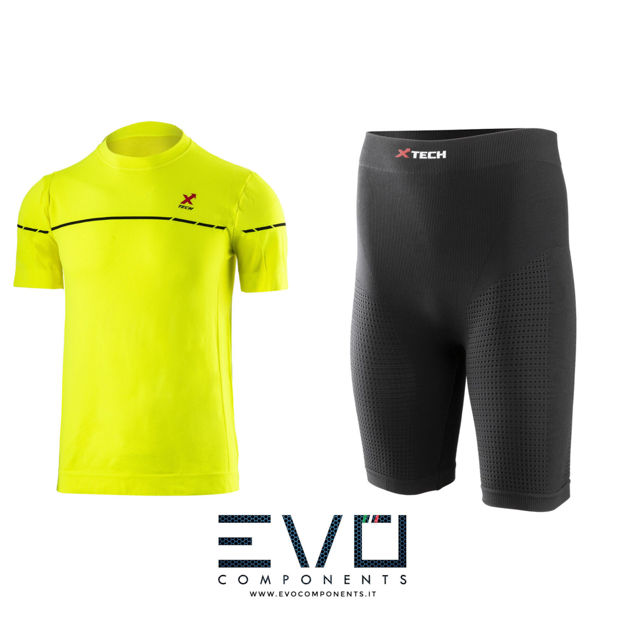 Immagine di Completo running Xtech maglia Olimpic gialla , panta Bolt