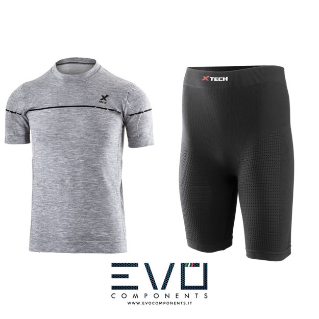 Immagine di Completo running Xtech maglia Olimpic grigia , panta Bolt