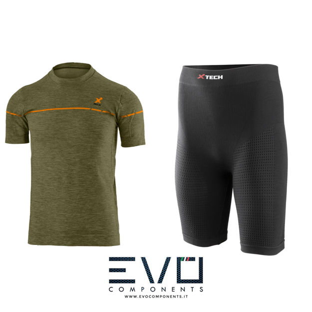 Immagine di Completo running Xtech maglia Olimpic verde militare , panta Bolt