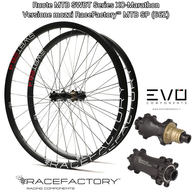 Immagine di Ruote RACE FACTORY MTB SWBT Series XC-Marathon mozzi RaceFactory MTB SP (66Z)