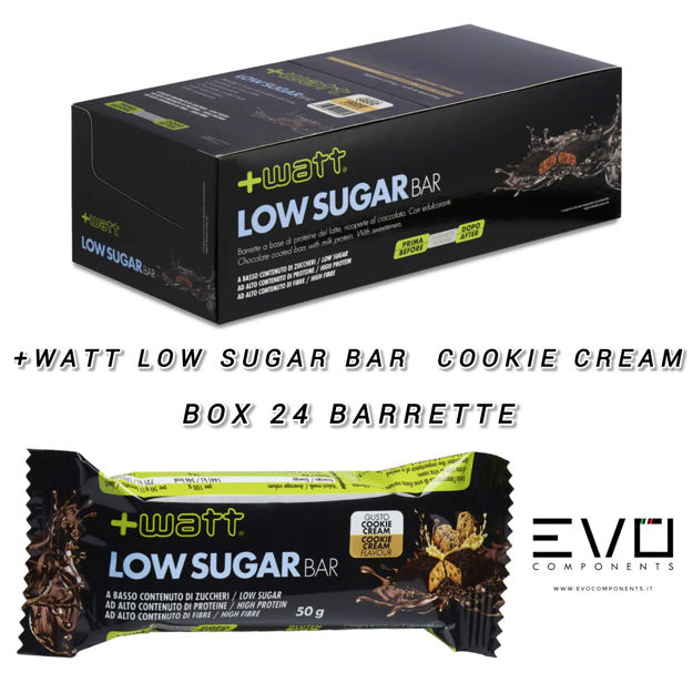 Immagine di +Watt Low Sugar Bar Box 24 barrette gusto Cookie Cream