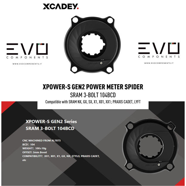 Immagine di XCADEY XPOWER-S GEN2 SRAM 3-BOLT 104BCD MISURATORE DI POTENZA